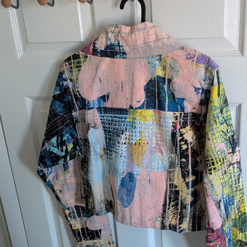 Typical Freaks Painted Crop Jacket - Multicolor Abstract Print - Picture 4 of 4